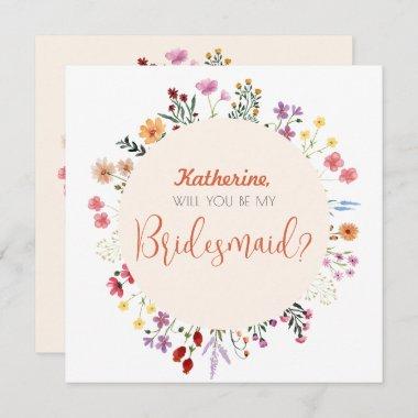 Fall Whimsical Wildflower Floral Bridesmaid Invitations