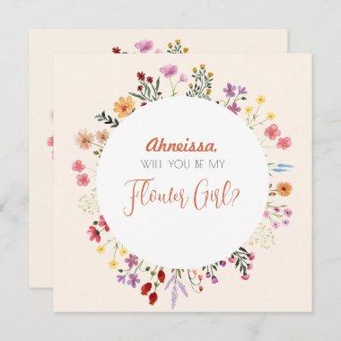 Fall Whimsical Wildflower Floral Flower Girl Invitations
