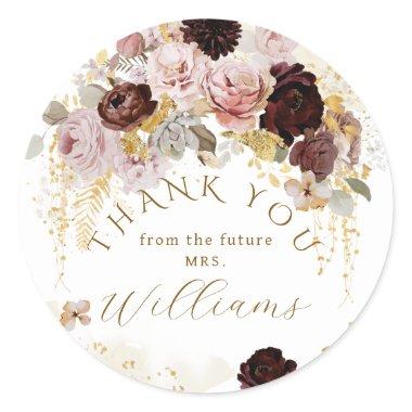 Fall Wildflower Gold Floral  Classic Round Sticker