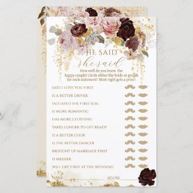 Fall Wildflower Gold Floral Bridal Shower Game