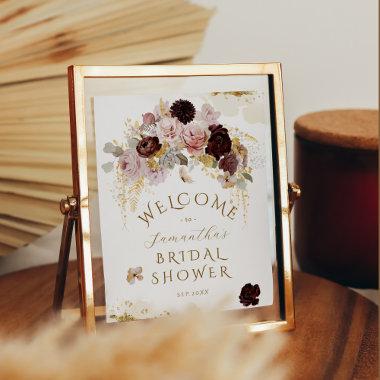 Fall Wildflower Gold Floral Bridal Shower Poster