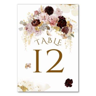 Fall Wildflower Gold Floral  Table Number