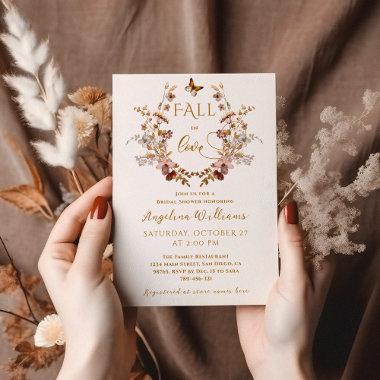 Fall Wildflower Minimalist Elegant Bridal Shower Invitations