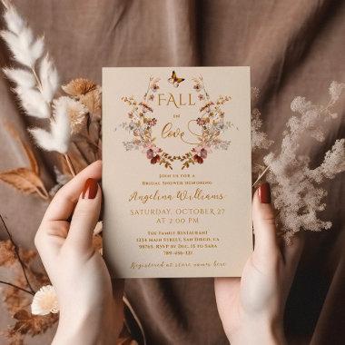 Fall Wildflower terracotta Elegant Bridal Shower Invitations