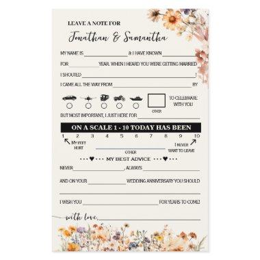 Fall Wildflowers Note for Couple Wedding Game  Flyer