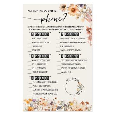 Fall Wildflowers What is on Phone Shower Game  Flyer