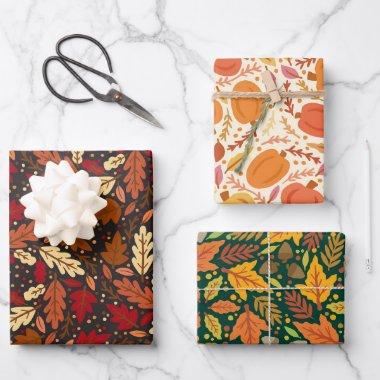 Fall Woodland Autumn Leaves Pumpkin Wrapping Paper Sheets