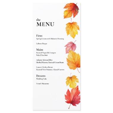 Falling Autumn Leaves Fall Wedding Dinner Menu