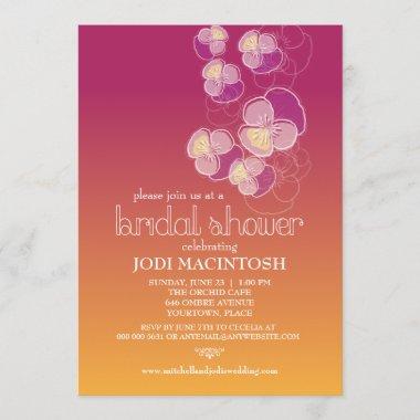 Falling Flowers Juicy Ombre Bridal Shower Invitations