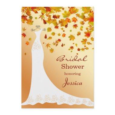 Falling leaves, Wedding gown Bridal Shower Invite