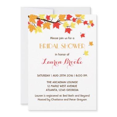 Falling Maple Leaves Autumn Invitations White