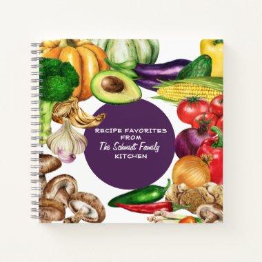 Family Favorite Purple Watercolor Vegetable Recipe Notebook