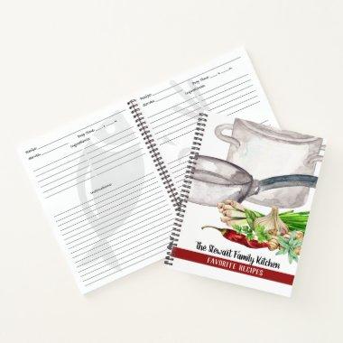 Family Favorite Watercolor Herbs and Spice Recipe Notebook