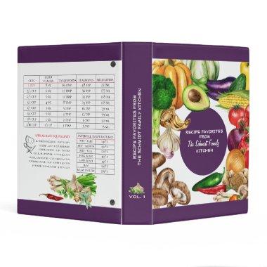 Family Favorites Purple Watercolor Veggie Recipe Mini Binder