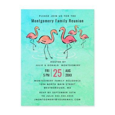 -Family Reunion Tropical Watercolor Flamingo Invitation Post