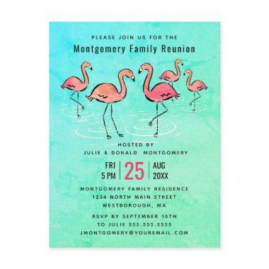 -Family Reunion Tropical Watercolor Flamingo Invitation PostInvitations