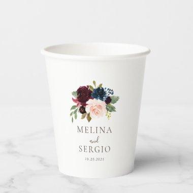 Fancy Classic Roses Peony flowers Wedding Paper Cups