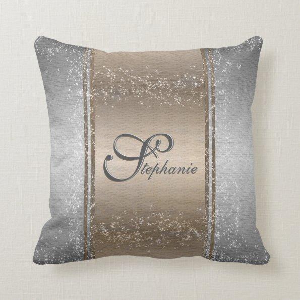 Fancy Gold + Silver - Name - Initial - Toss Pillow