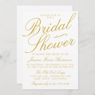 Fancy Gold & White Bridal Shower Invitations
