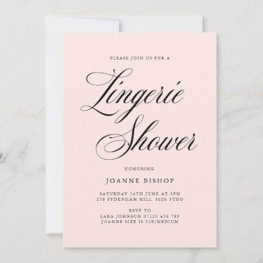 Fancy Lingerie Bridal Shower Blush & Black Invitations