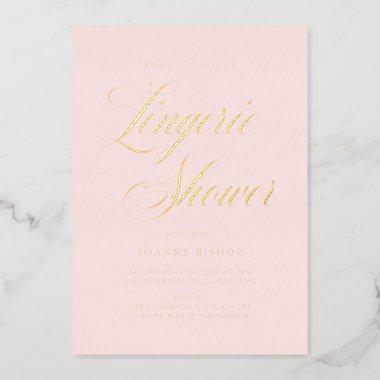 Fancy Lingerie Bridal Shower Blush & Gold Foil Invitations