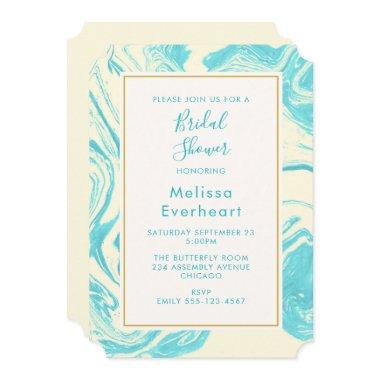 Fancy Marble Design in Turquoise and Cream Bridal