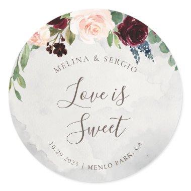 Fancy Roses Flowers Wedding Love is Sweet  Classic Round Sticker