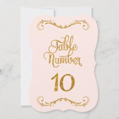 Fancy Script Glitter Table Number 10 Weddings