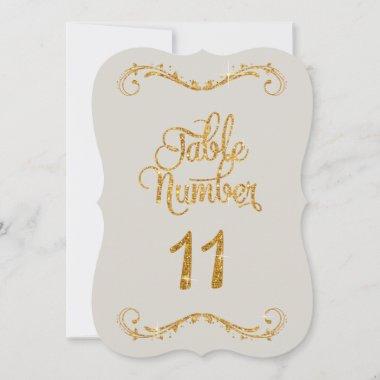 Fancy Script Glitter Table Number 11 Events