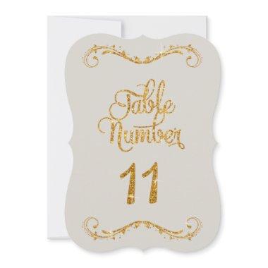 Fancy Script Glitter Table Number 11 Events