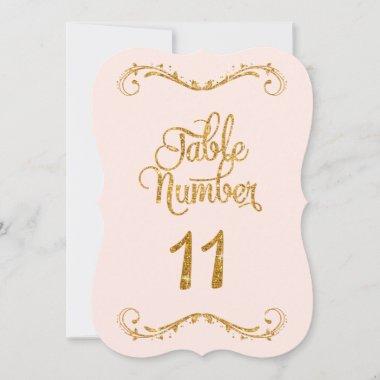 Fancy Script Glitter Table Number 11 Weddings