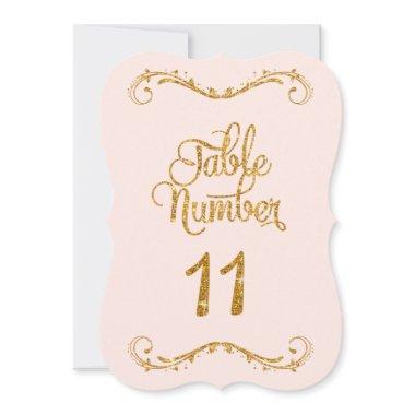 Fancy Script Glitter Table Number 11 Weddings