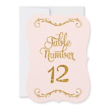 Fancy Script Glitter Table Number 12 Weddings