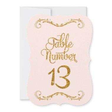 Fancy Script Glitter Table Number 13 Weddings