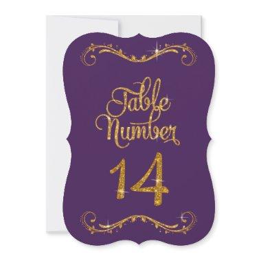 Fancy Script Glitter Table Number 14 Formal Dinner