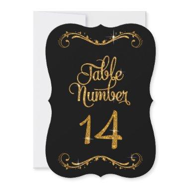 Fancy Script Glitter Table Number 14 Receptions