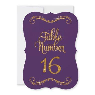 Fancy Script Glitter Table Number 16 Formal Dinner