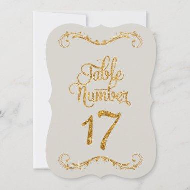Fancy Script Glitter Table Number 17 Events