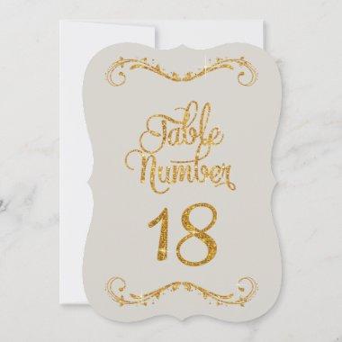 Fancy Script Glitter Table Number 18 Events