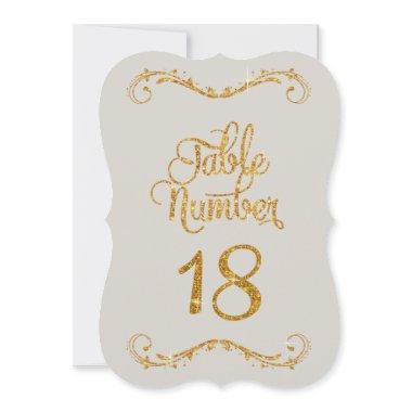 Fancy Script Glitter Table Number 18 Events