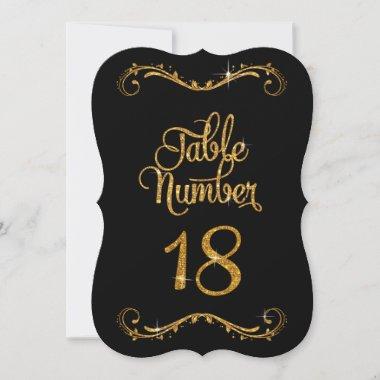 Fancy Script Glitter Table Number 18 Receptions
