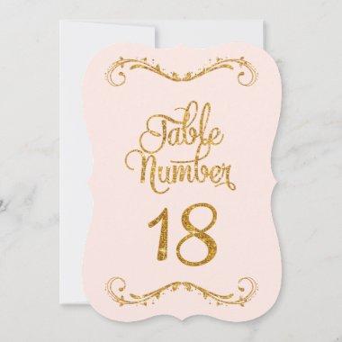 Fancy Script Glitter Table Number 18 Weddings