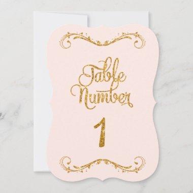 Fancy Script Glitter Table Number 1 Weddings