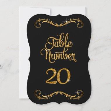 Fancy Script Glitter Table Number 20 Receptions