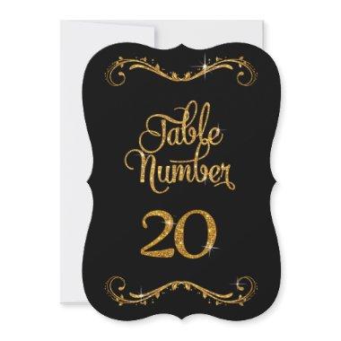 Fancy Script Glitter Table Number 20 Receptions