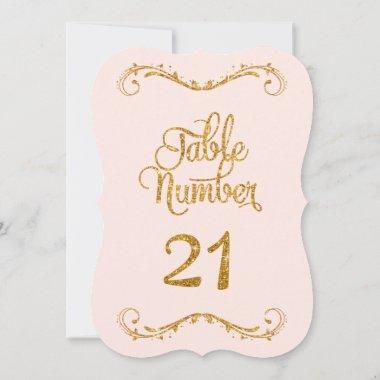 Fancy Script Glitter Table Number 21 Weddings