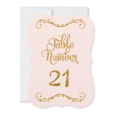 Fancy Script Glitter Table Number 21 Weddings