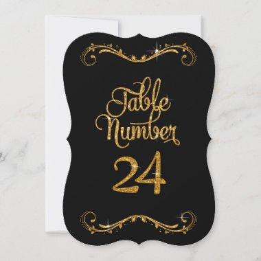 Fancy Script Glitter Table Number 24 Receptions