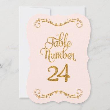 Fancy Script Glitter Table Number 24 Weddings