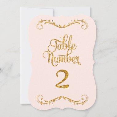 Fancy Script Glitter Table Number 2 Weddings